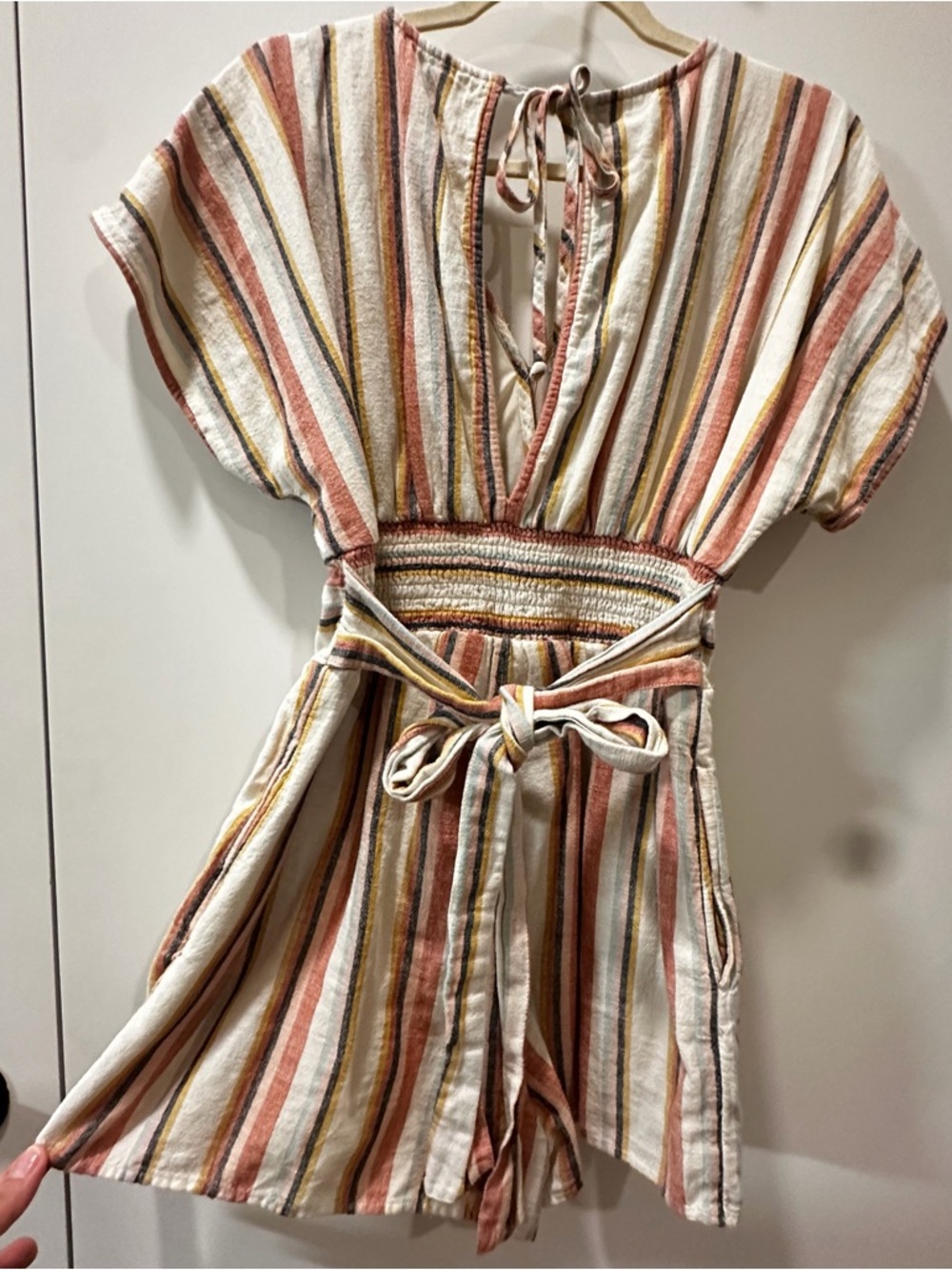 American Eagle Outfitters Striped Romper in Cream, Rust & Mustard